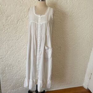 Vintage Marc Roberts White Lace Long Slip Dress Nightgown Size Medium, Prairie
